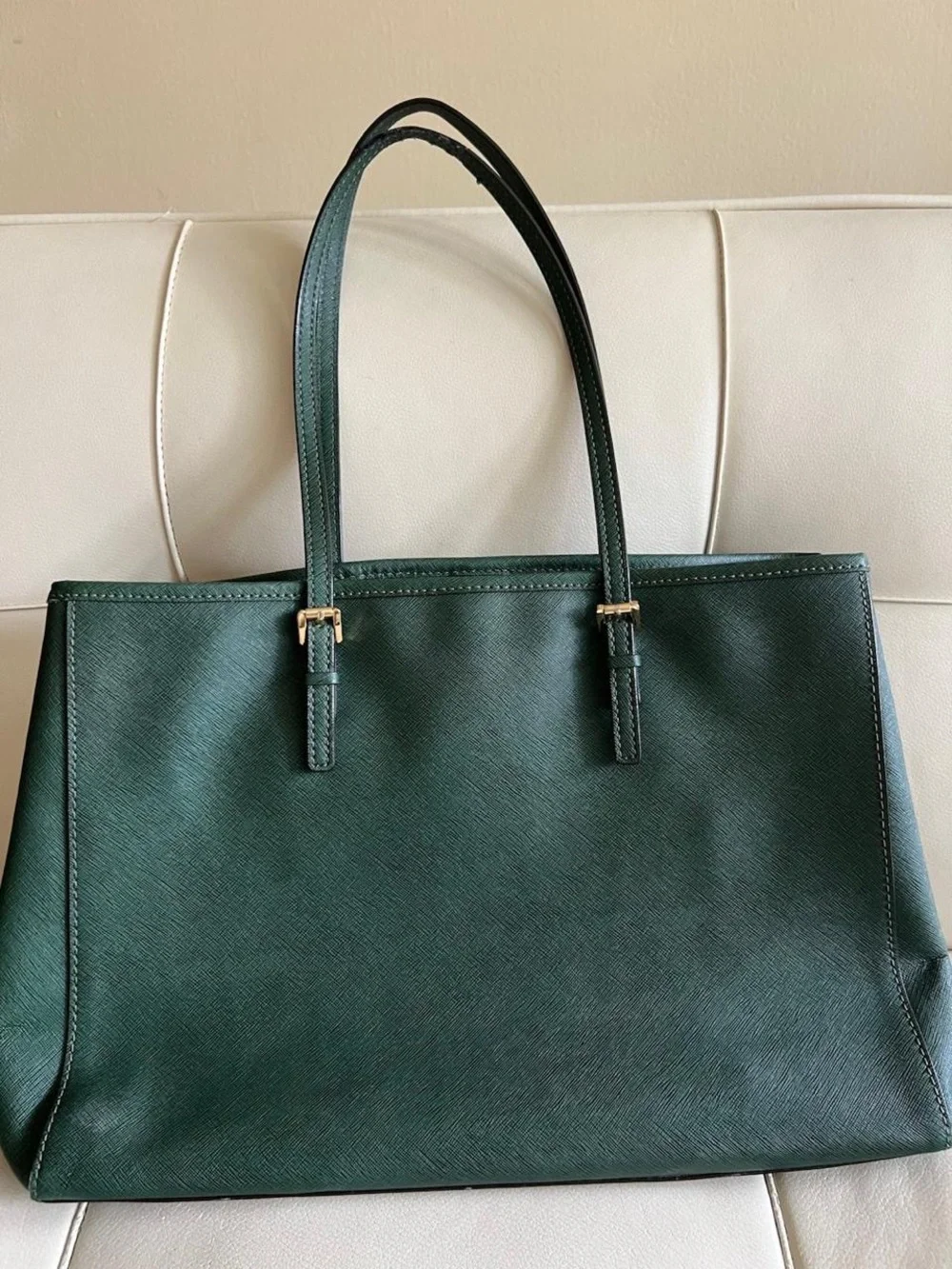 Michael Kors Emerald Green Saffiano Leather Tote with Gold Hardware